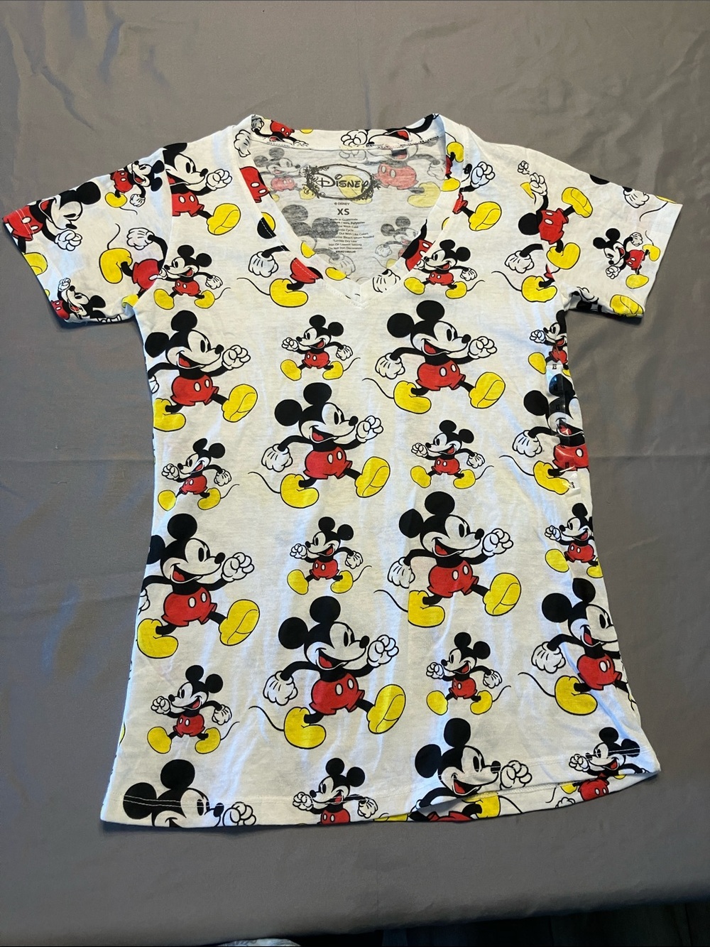 Disney White Short Sleeve Mickey Mouse All-Over Print Tee